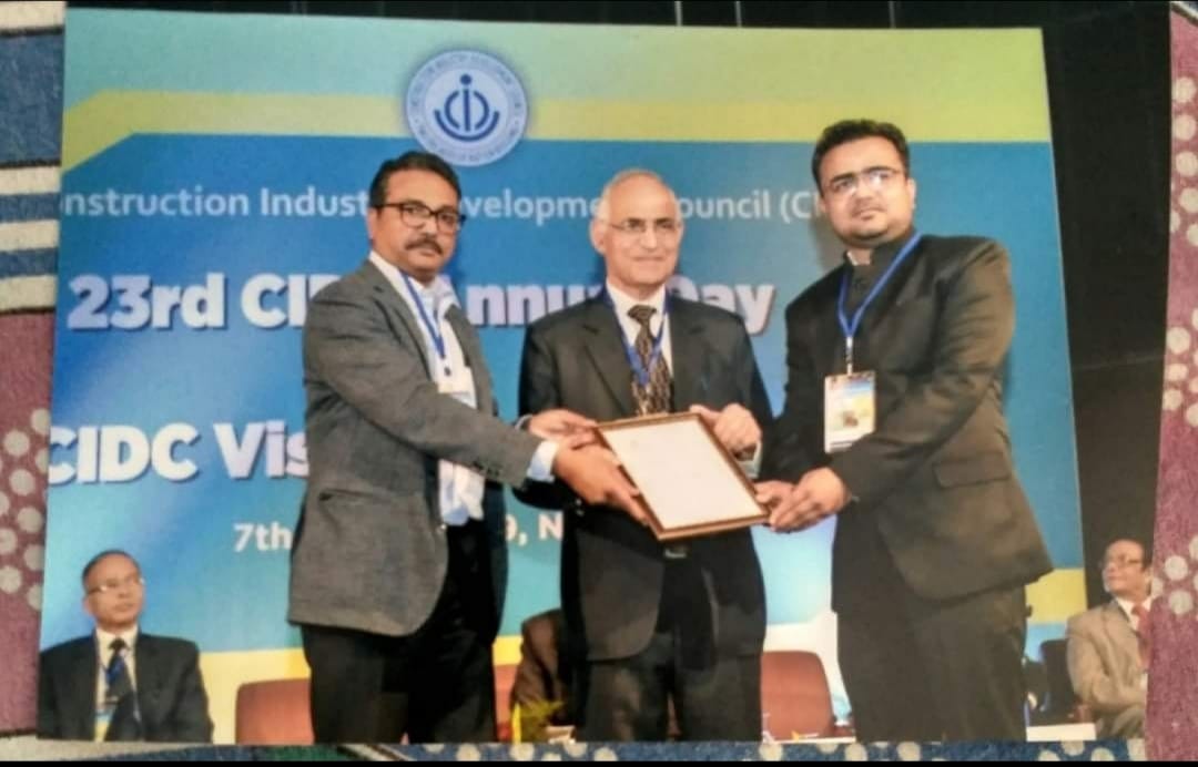 Our CEO Got Awarded on 23rd Construction Industry Development Council (CIDC), New Delhi India